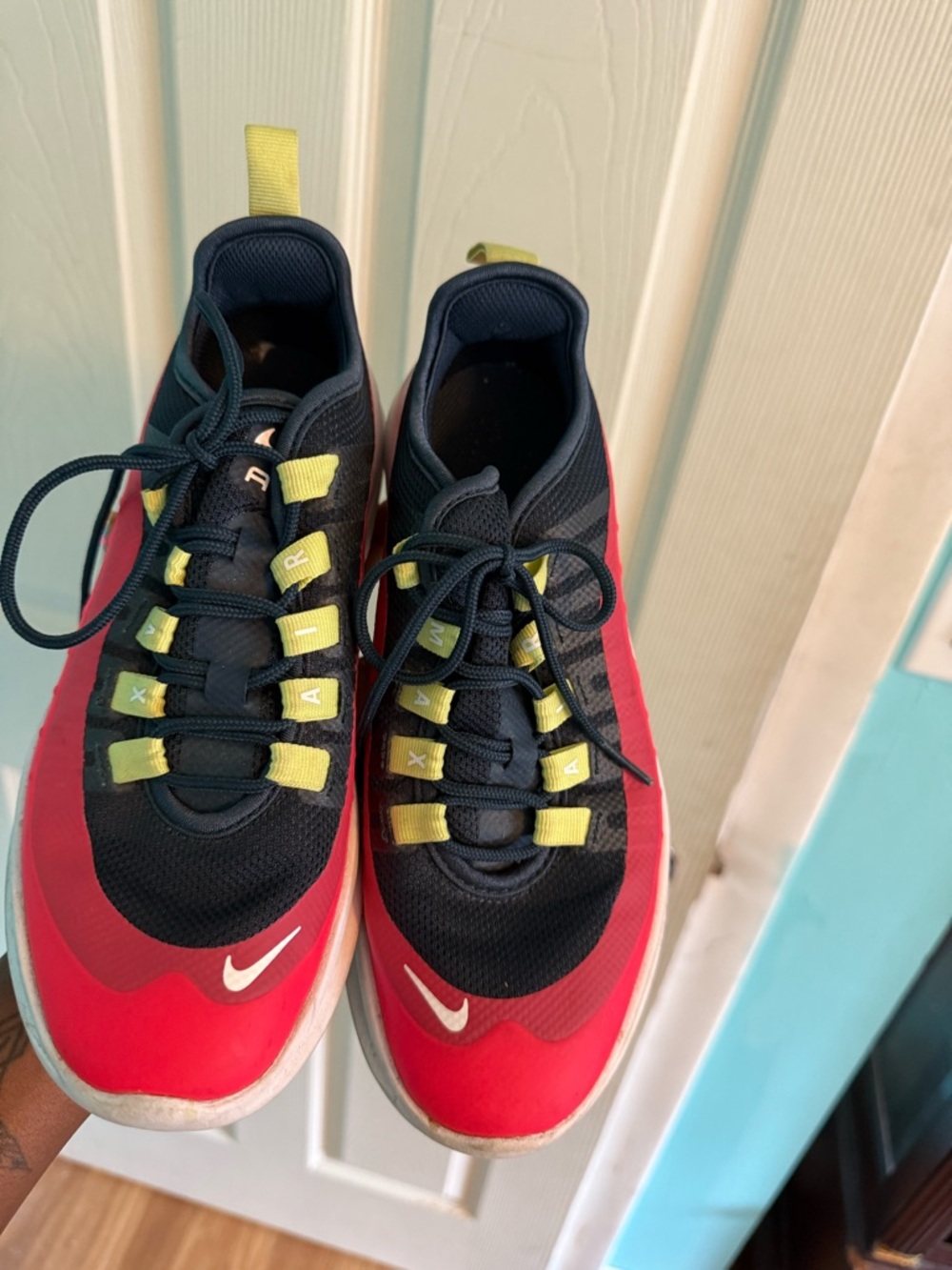 Nike Kids Red and Navy Sneakers with Yellow Accents